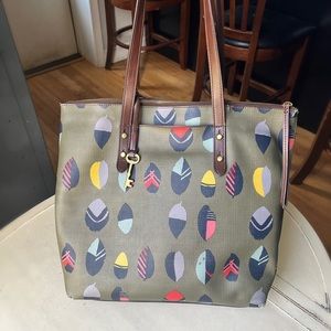 Fossil Leaf Print Shoulder Bag